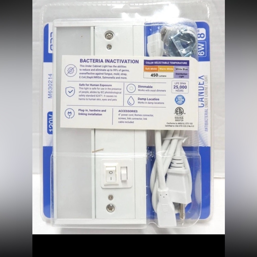 Candex 8" Antibacterial Under Cabinet Light
